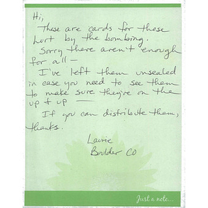 Message to Boston from Boulder, Colorado