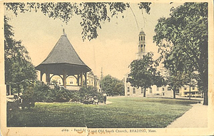Bandstand and Old South Church, Reading, MA