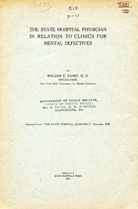 The state hospital physician in relation to clinics for mental defectives