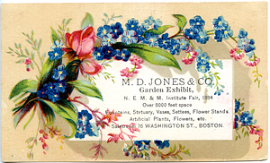 M. D. Jones & Co. garden exhibit, N. E. M. & M. Institute Fair, 1884