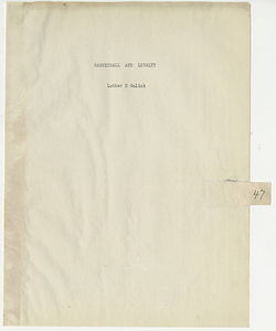 Basketball and Loyalty, written by Luther H. Gulick
