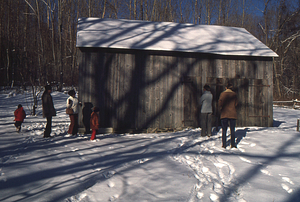 Moon Barn - Hopkins Forest Farm Museum in winter.