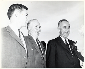 Massachusetts Governor Endicott Peabody, Mayor John F. Collins, and President Lyndon B. Johnson