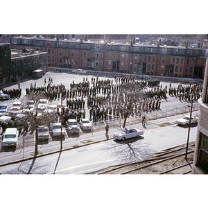 ROTC Unit in Formation in Greenleaf Lot, 1963