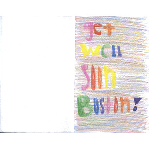 "Get well soon Boston" card from a student at Rancho Gabriella Elementary School (Surprise, Arizona)