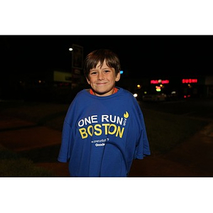 Boy wearing #onerun t-shirt