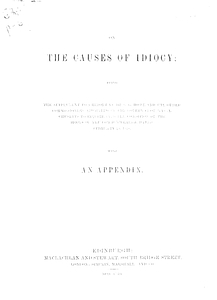 The causes of idiocy, with an appendix