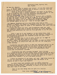 Letter from Roland Sawyer to Francis Russell, December 7, 1960