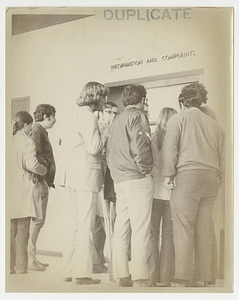 Students in front of "Information and Complaints" Window (March 11, 1970)