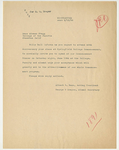 Letter from Albert Z. Mann to Amos Alonzo Stagg (May 13, 1936)