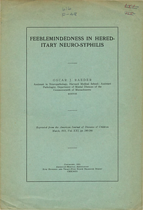 Feeblemindedness in hereditary neuro-syphilis