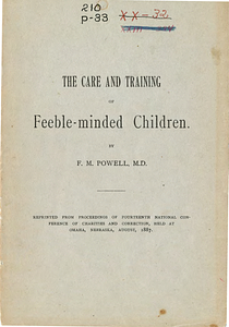 The care and training of feeble-minded children