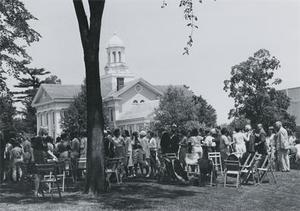 Graduation guests, 1964 and Mary Lyon Hall.