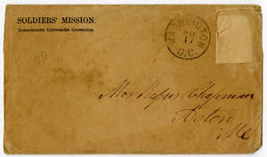 Envelopes from originals of transcribed letters to Mrs. Rufus Chapman, 1861 November 27-1863 April 25