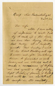 Correspondence by Leander Gage King from Camp Near Fredericksburg, Camp Near Falmouth, Virginia, 1862 December