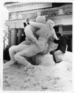 Students reproduce Rodin's ""Kissing Couple, "" 1958
