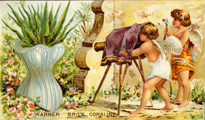 Advertising card for Warner Brothers Coraline Corset