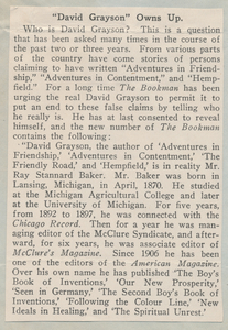 "'David Grayson' Owns Up" newspaper clipping, March 1, 1916