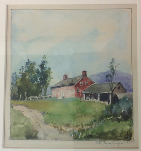 Ruth Burgess Red Farmhouse VT watercolor