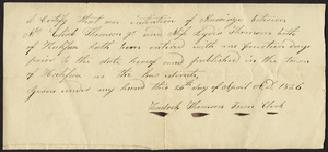Marriage Intention of Eliah Thomson and Lydia Thomson, 1826