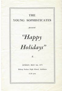 Program for the Young Sophisticates "Happy Holidays" recital that was held on May 4th, 1975