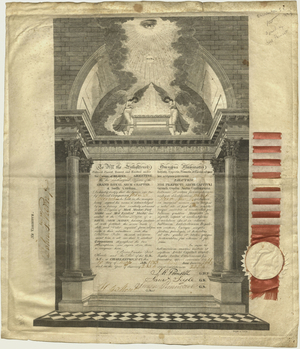Royal Arch certificate issued to John F. Kern, Jr., 1823 May 19