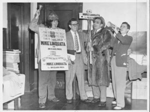 Suffolk University students campaign for Mike Linquata for Senior Class President, 1949