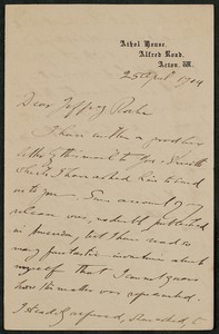 Letter, April 25, 1905, Arthur Lynch to James Jeffrey Roche