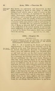 1804 Chap. 0036 An Act In Addition To An Act, Intitled, "An Act Establishing A Corporation By The Name Of The Second Massachusetts Turnpike Corporation."