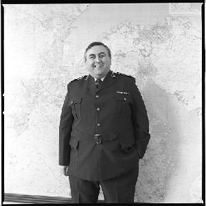 Assistant Chief Constable RUC Alan McQuillan with map