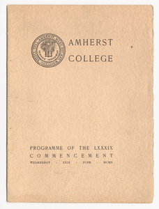 Amherst College Commencement program, 1910 June 29