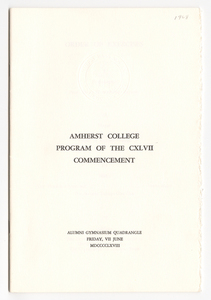 Amherst College Commencement program, 1968 June 7