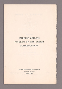 Amherst College Commencement program, 1957 June 9