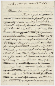 Edward Hitchcock letter to an unidentified recipient, 1860 November 15