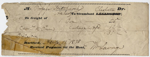 Edward Hitchcock receipt for shipping, 1838 August 13