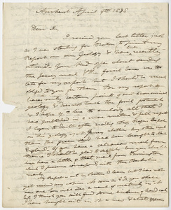 Edward Hitchcock letter to Benjamin Silliman, 1838 April 9