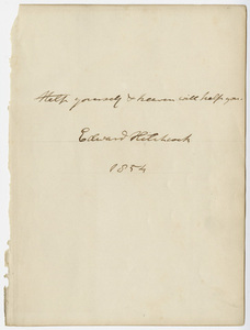 Edward Hitchcock signature, 1854