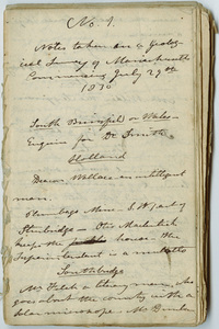 Edward Hitchcock geological survey notebook No. 1, 1830 July 29 to 1830 September 30