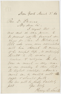 Henry Boynton Smith letter to William Augustus Stearns, 1864 March 3