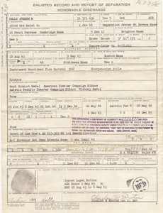 Discharge paper from U.S. Army