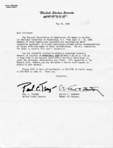 Letter to Colleague from Paul E. Tsongas and Walter E. Fauntroy