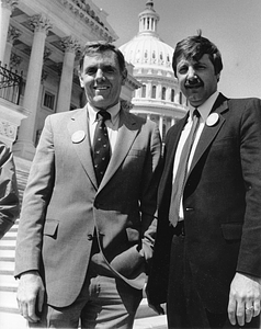 Mayor Raymond L. Flynn and Elderly Affairs Commissioner Michael Taylor on steps of United States Capitol