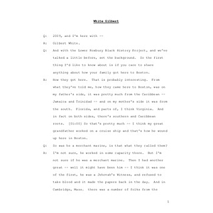 Transcript of interview with Gilbert White, June 16, 2009