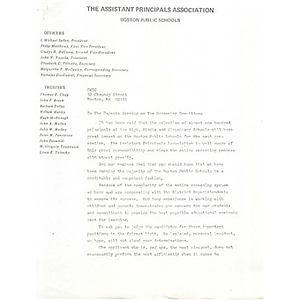 Letter to parents from the Assistant Principals Association.
