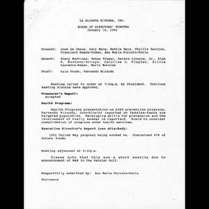 Board of Directors minutes for 1991