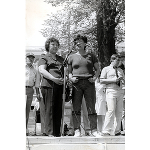 Speaker at garment workers rally