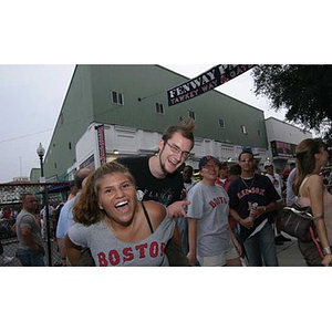 Nadia Alvarez and Jordan Munson outside Fenway Park