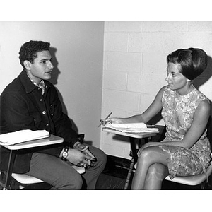 Two students talking at the Speech & Hearing Clinic