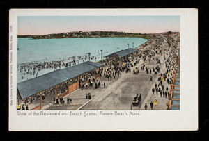 View of the Boulevard and Beach Scene. Revere Beach, Mass.
