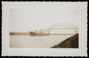 Ship passing under the Bourne Bridge